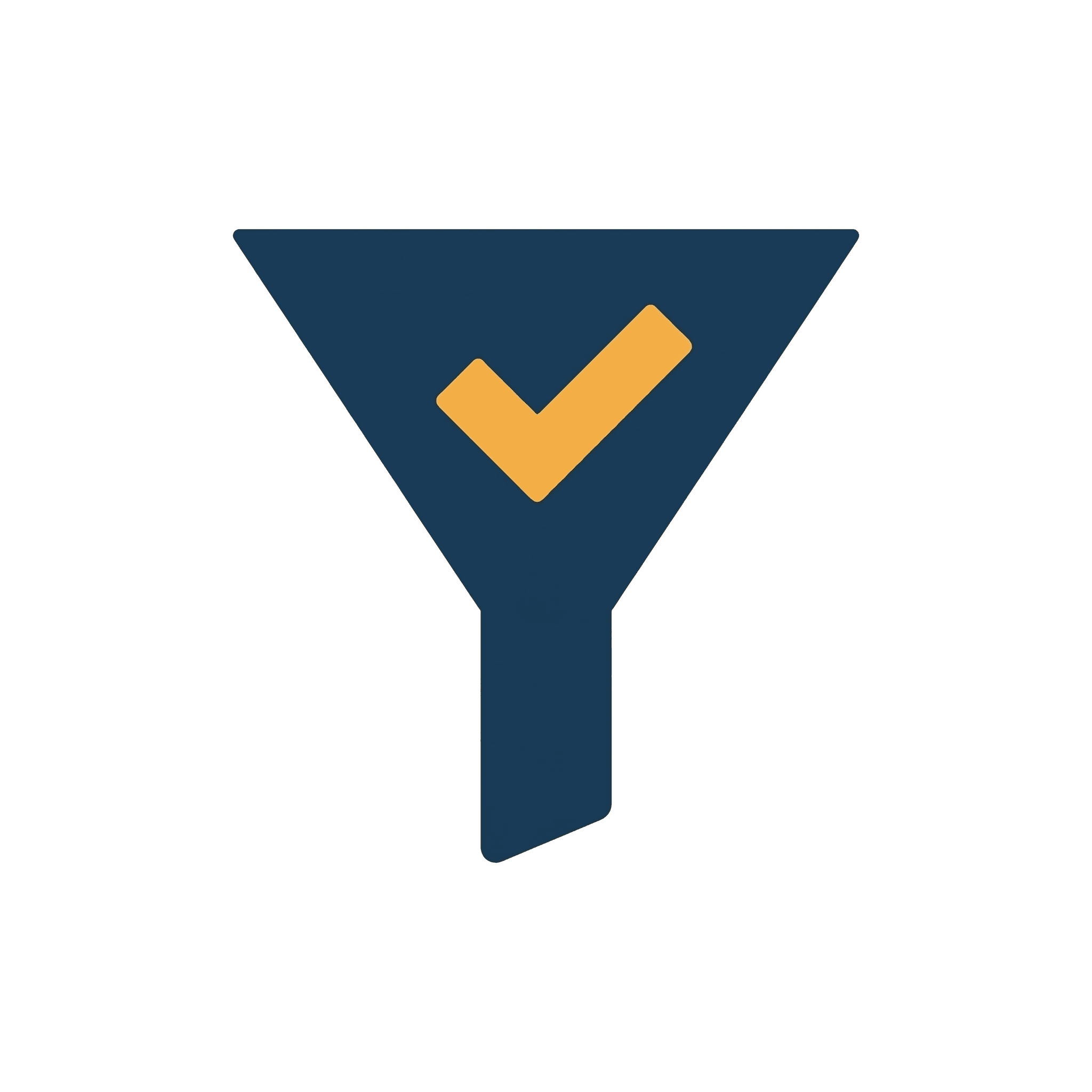 Funnel with a checkmark, representing lead qualification